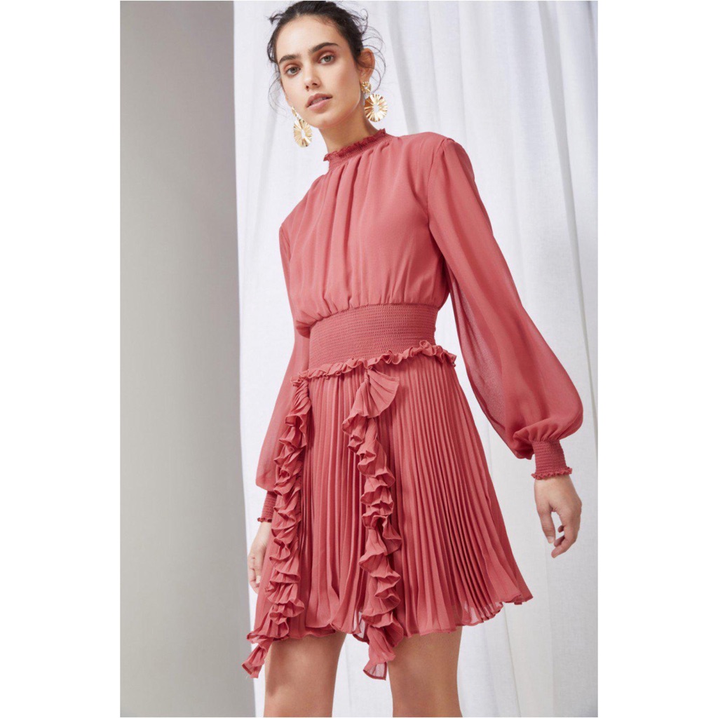 Nwot Keepsake Salmon Say Something Ruffle Dress